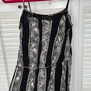 Frenchi lace print midi romantic dress stripe